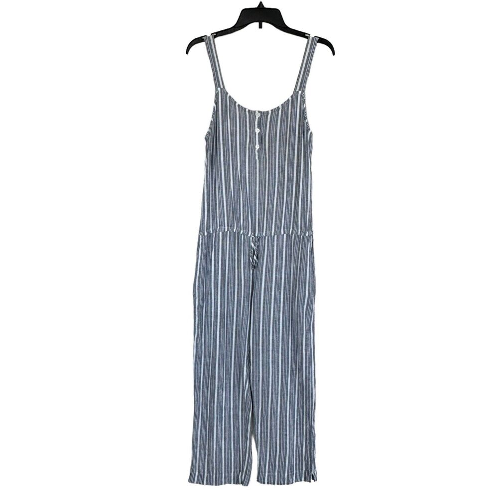 Rails Large Brooklyn Capri Jumpsuit Greenwich Striped Pockets Sleeveless Gray